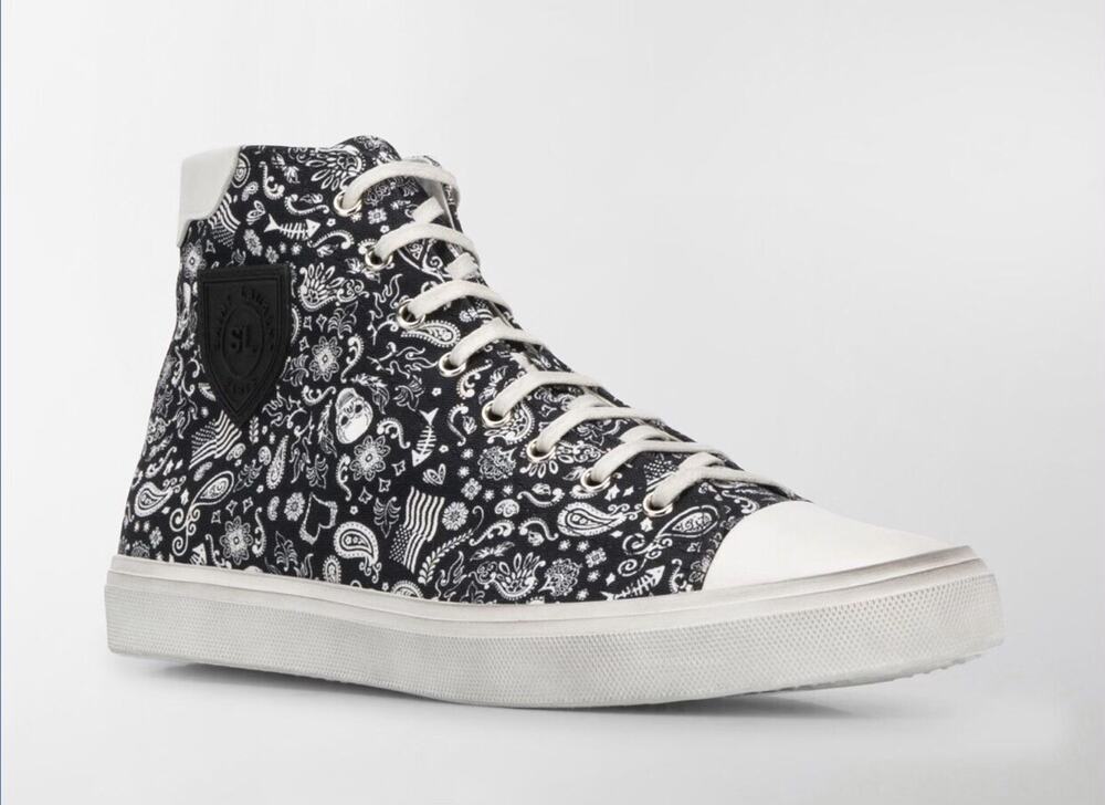 NIB Saint Laurent Bedford Skull/Paisley Print High Top Sneakers 41EU/8US $695.00